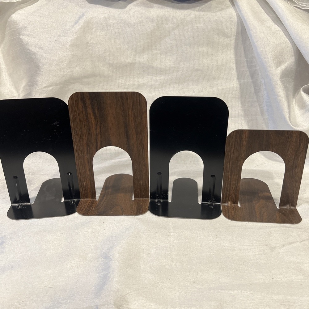 4- Office Book Ends Bookends Supports Heavy Duty Metal Anti Skid Cork